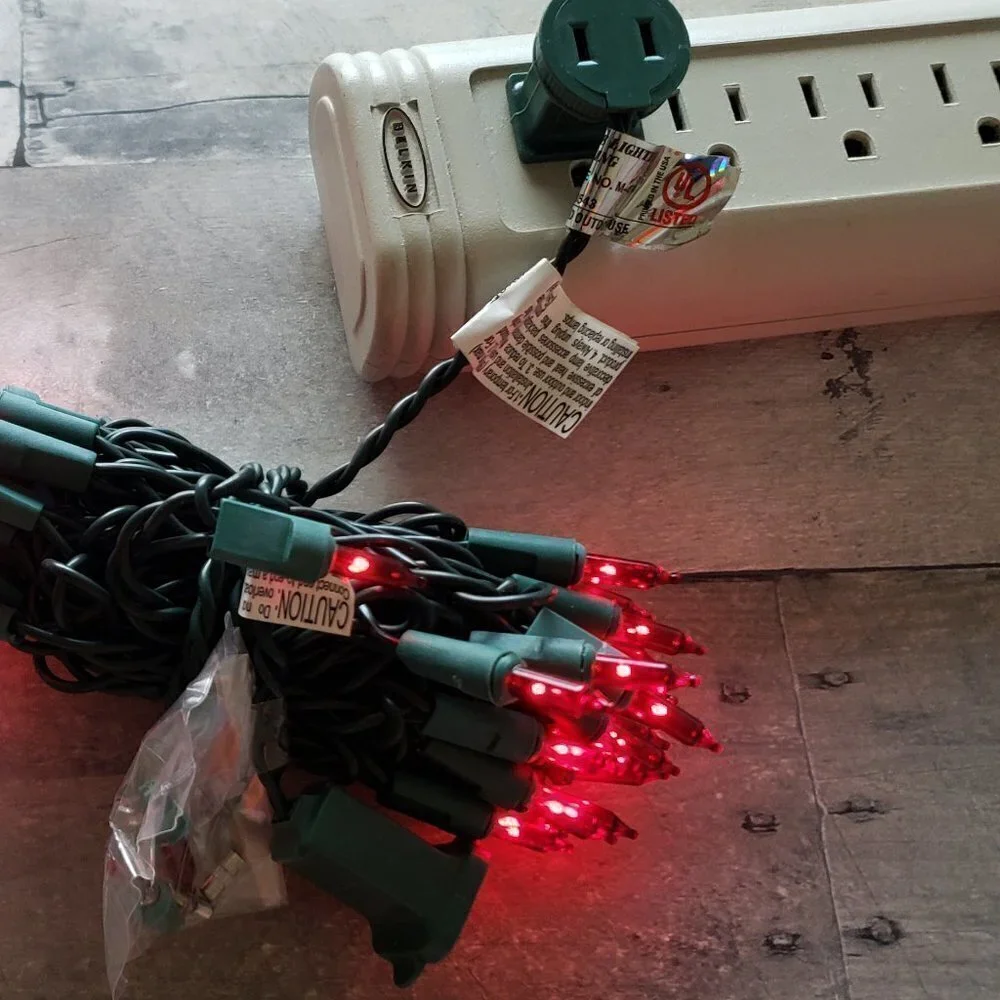 Unused Red Fairy Light String end to end